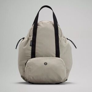 Lululemon pack and go multi wear backpack, khaki / tan / grey color